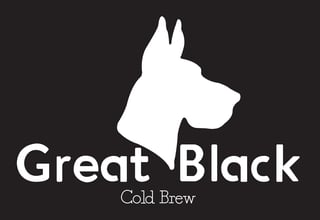 Great Black Cold Brew logo featuring a white silhouette of a dogs head on black background